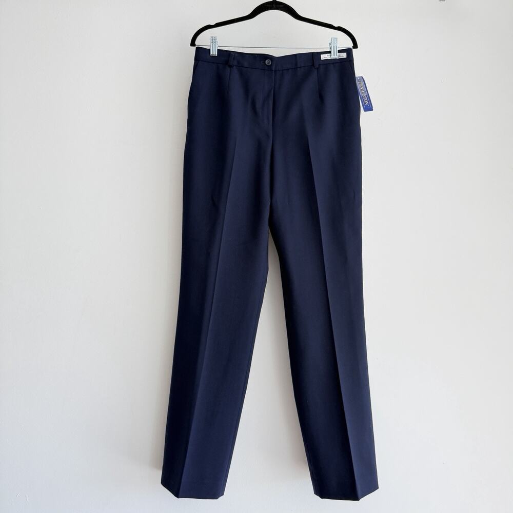 Pendleton Dress Pants Women 8 Navy Blue 100% Virgin Wool Pleated Office‎ Career